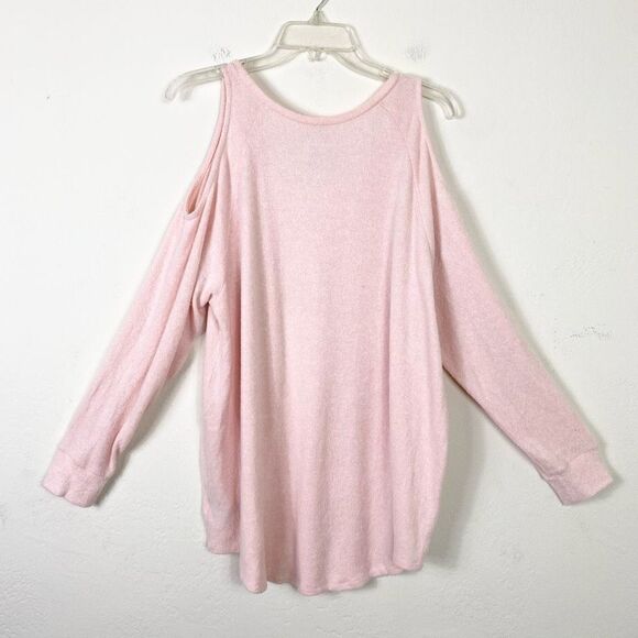 Torrid Super Soft Plush Light Pink Cold Shoulder Sweater Top Size 1X - Picture 3 of 6